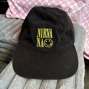 Nirvana Black Baseball Cap – Yellow Logo Embroidery with Smiley Face
